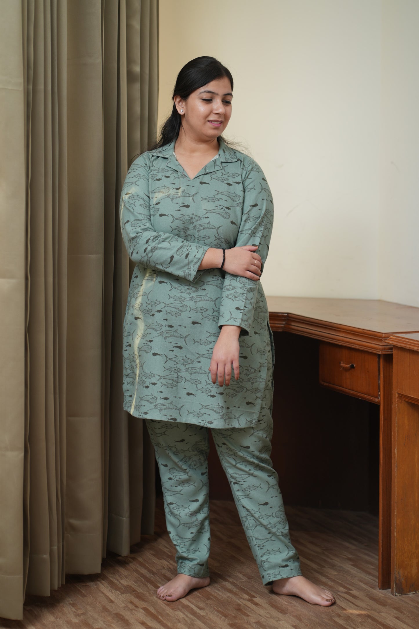 Green Woolen Night Suit