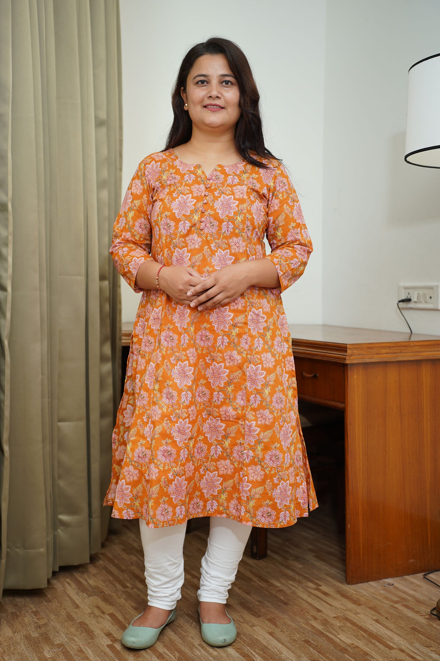 Mustard Kalamkari A-Line Kurti