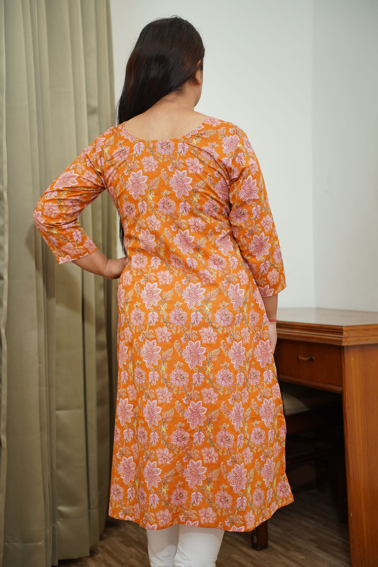 Mustard Kalamkari A-Line Kurti