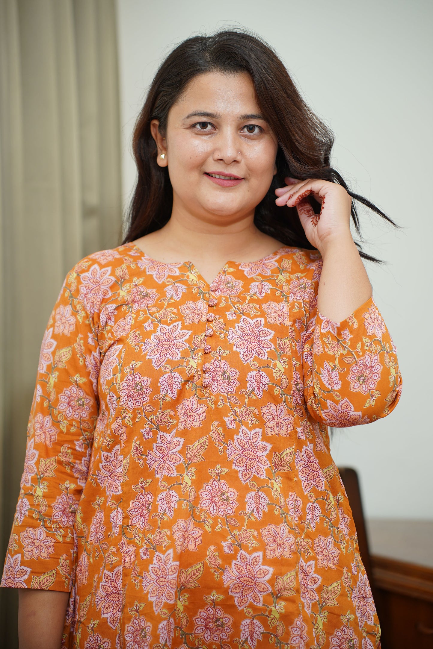 Mustard Kalamkari A-Line Kurti