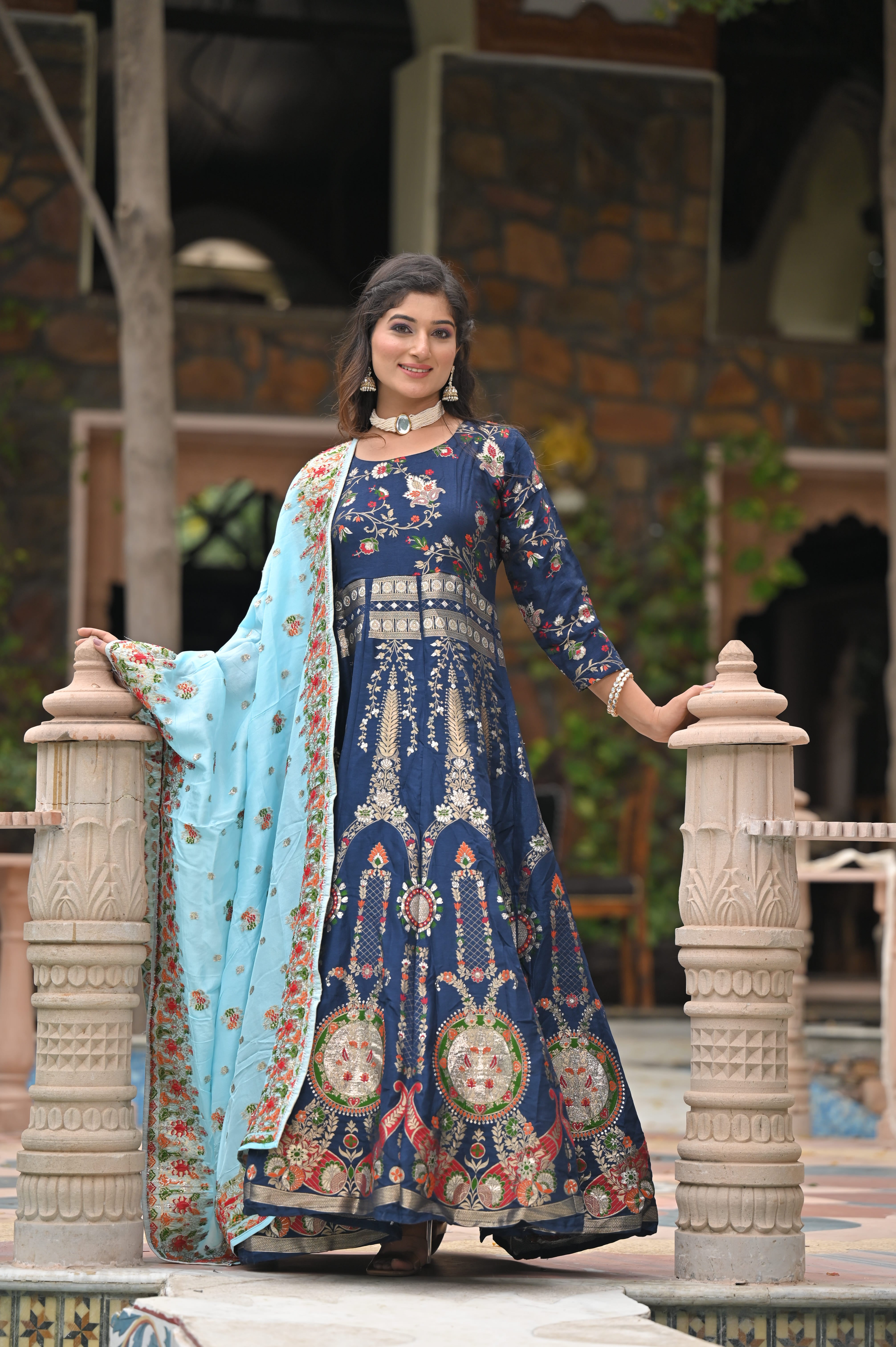 Fancy Georgette Festive Wear Embroidered Floor Length Anarkali Suit | New  long dress, Anarkali dress, Indian dresses online
