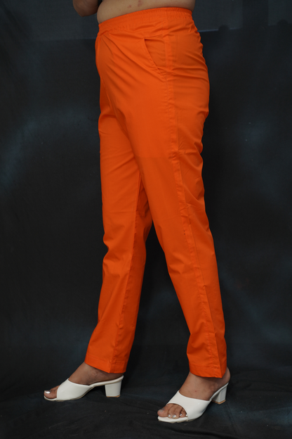 Tangy Orange Cotton Kurti Pant