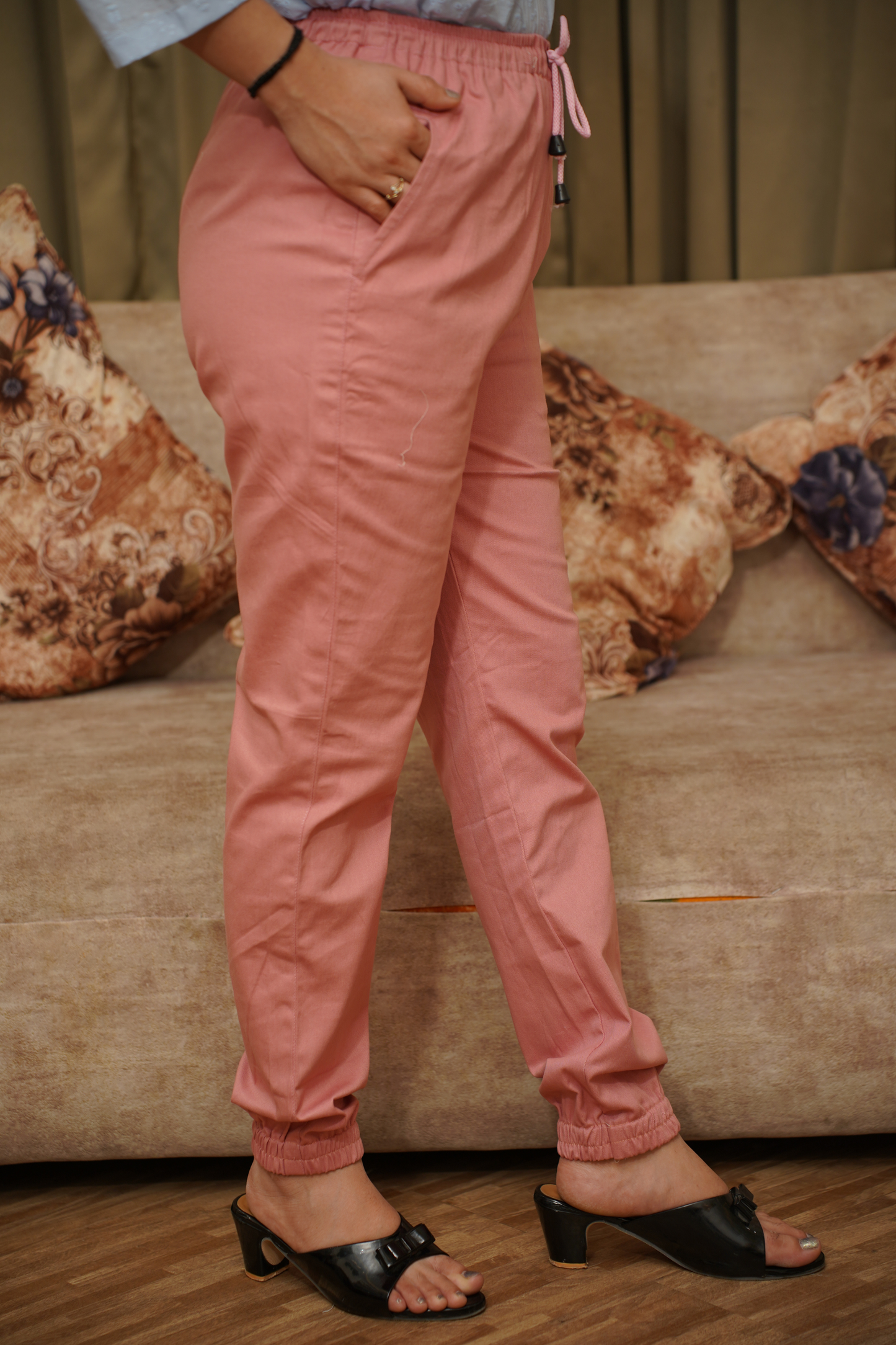 Dusty Rose Cotton Cargo Pants