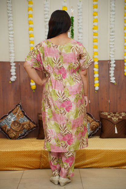 Peachy Foliage Modal Kurta Set