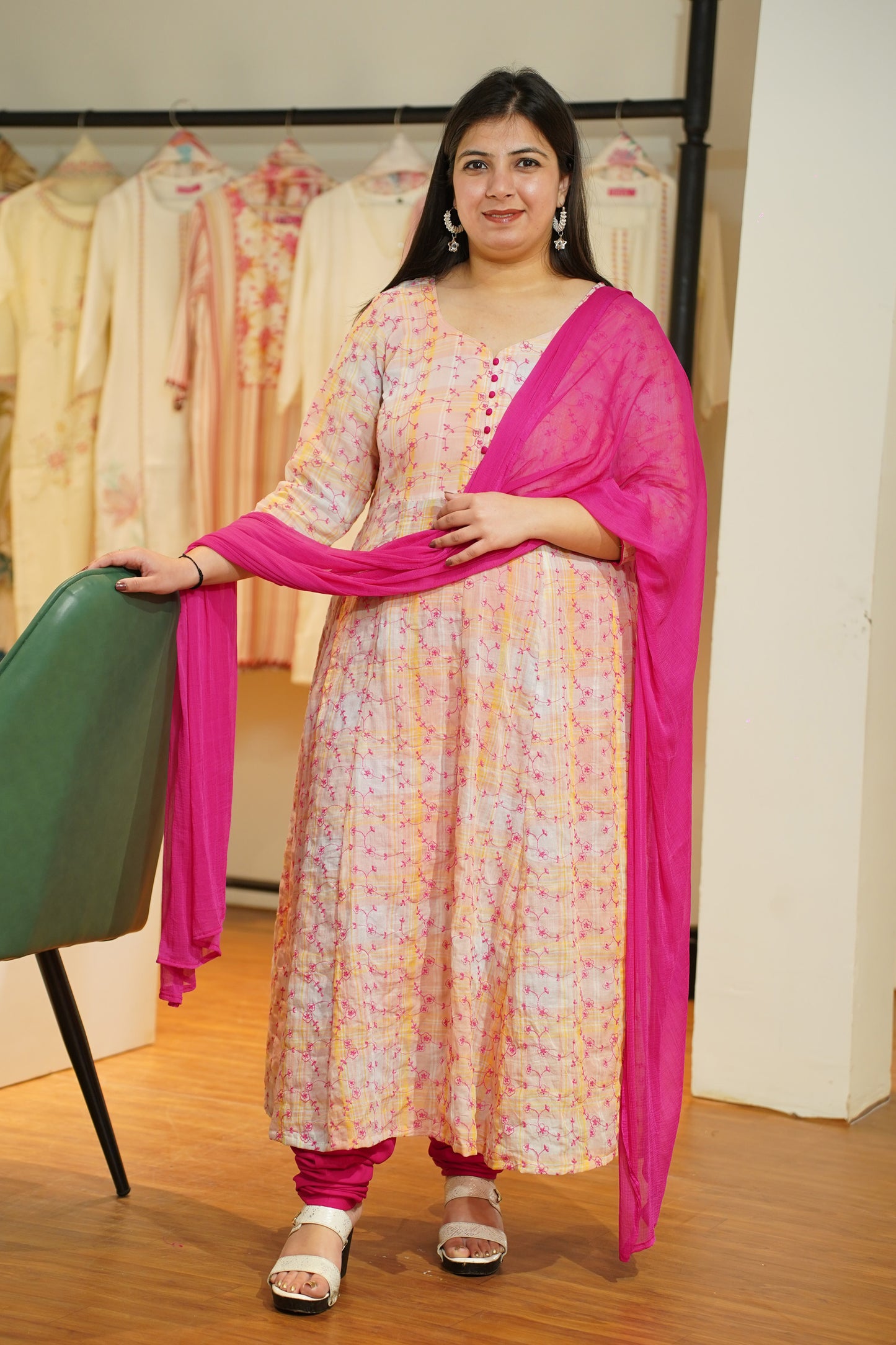 Rosy Glow Embroidered Anarkali Set