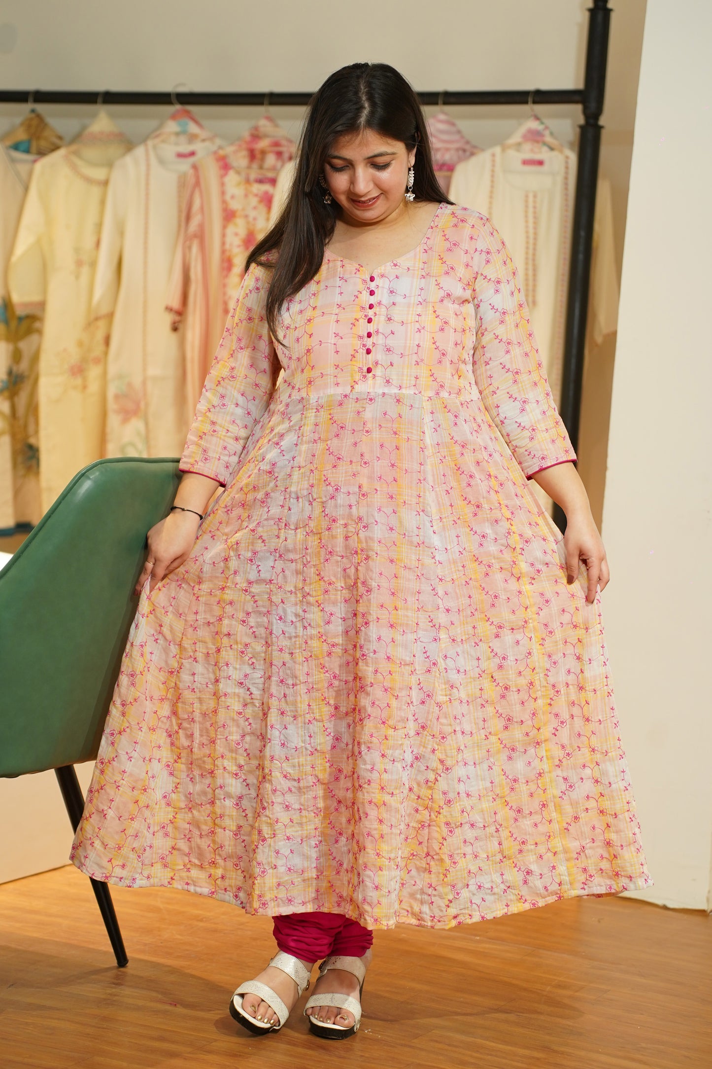 Rosy Glow Embroidered Anarkali Set