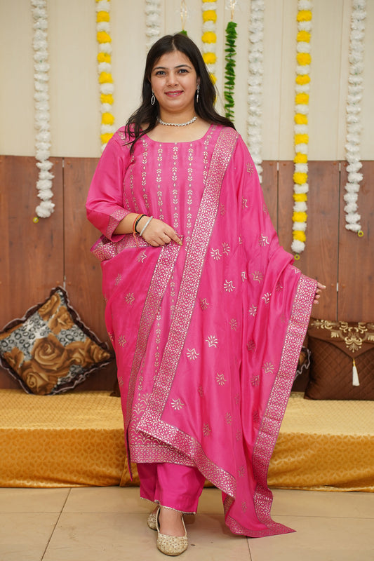 Perfectly Pink Jacquard Suit Set