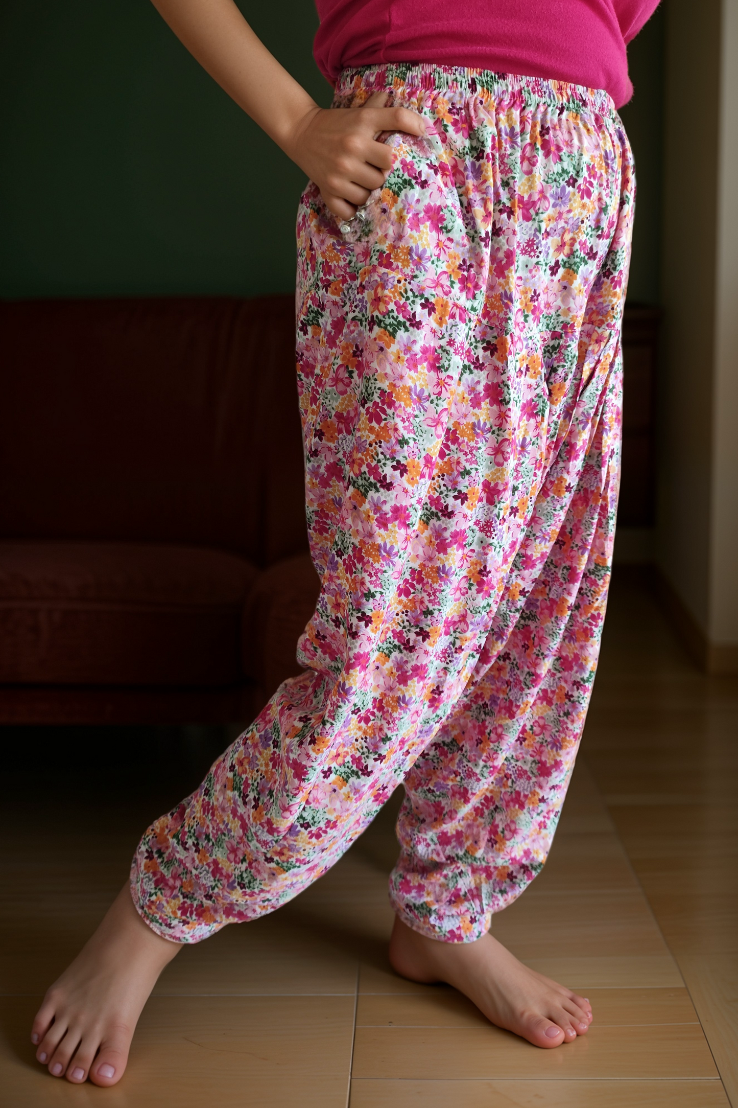 Pink Floral Easy Fit Salwar