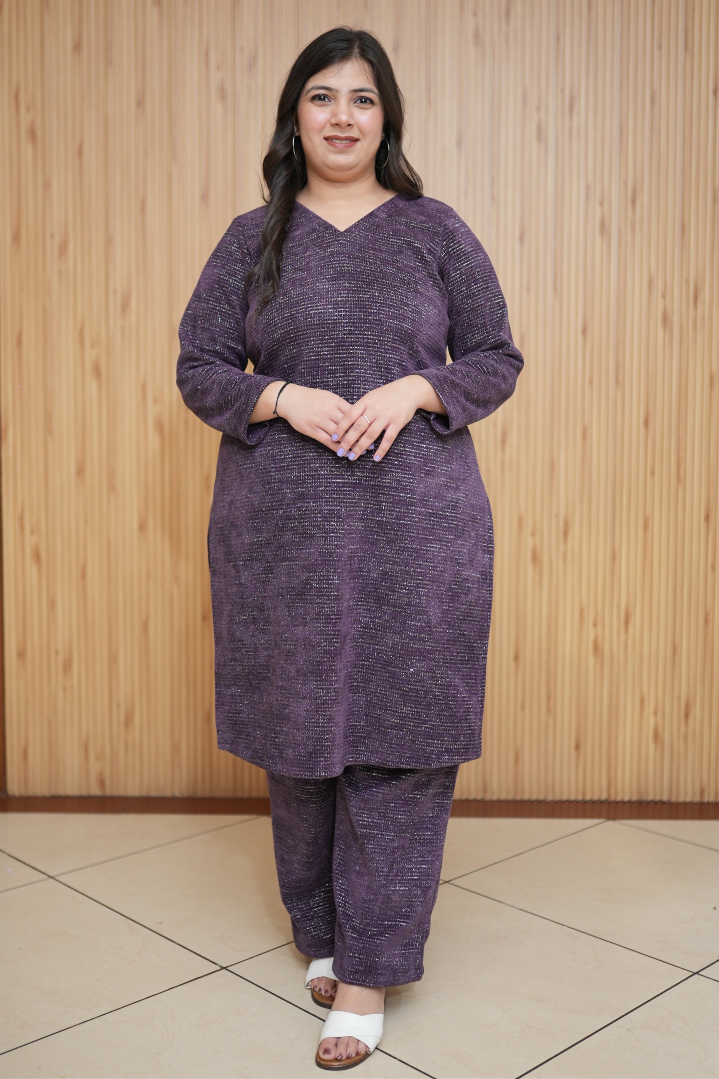 Purple Sparkle Knitted Suit Set - Apella