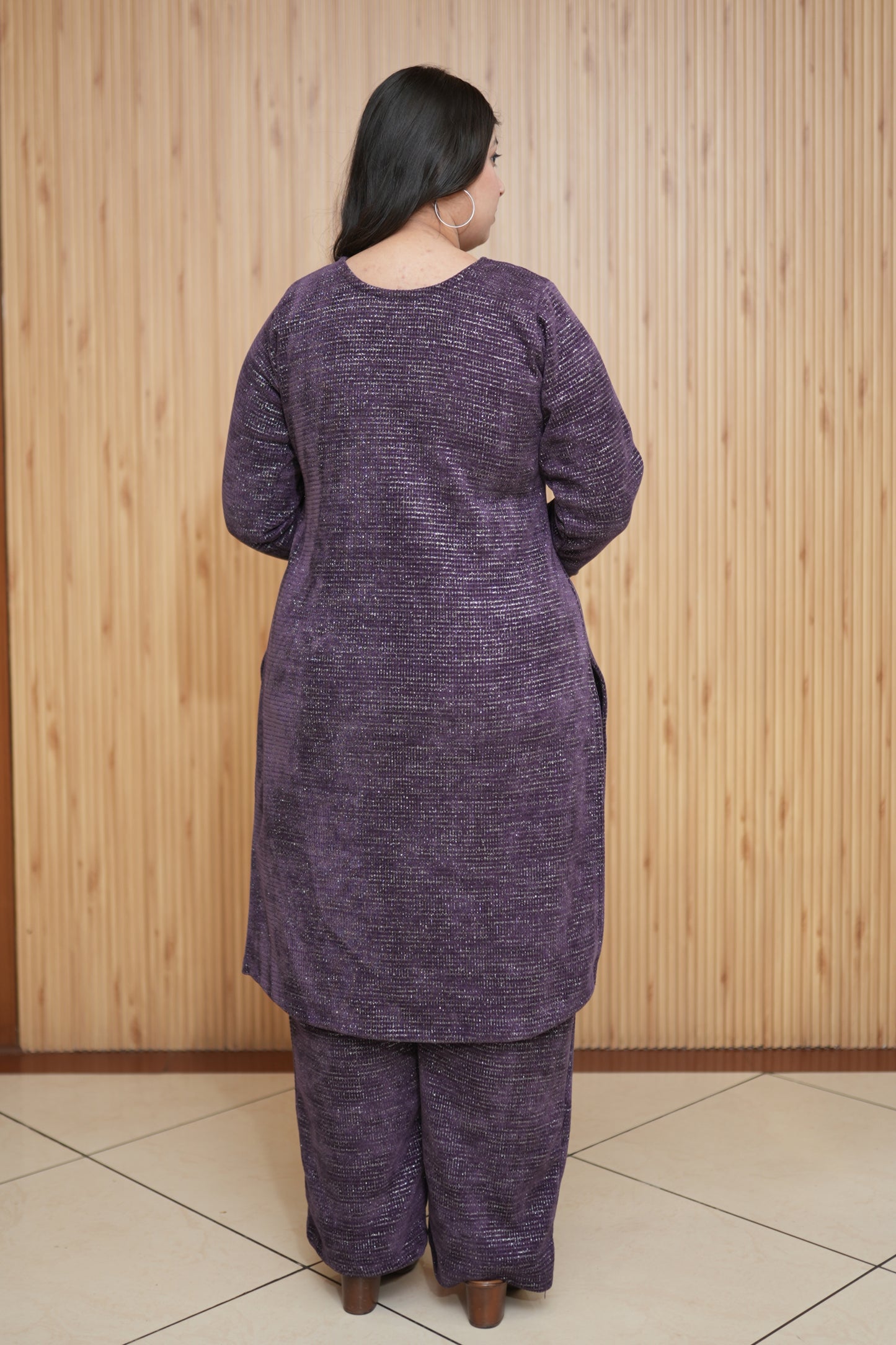 Purple Sparkle Knitted Suit Set