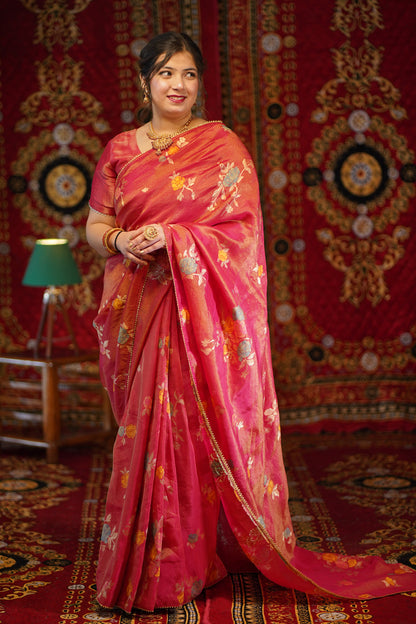 Raag Bhairavi Woven Tissue Saree