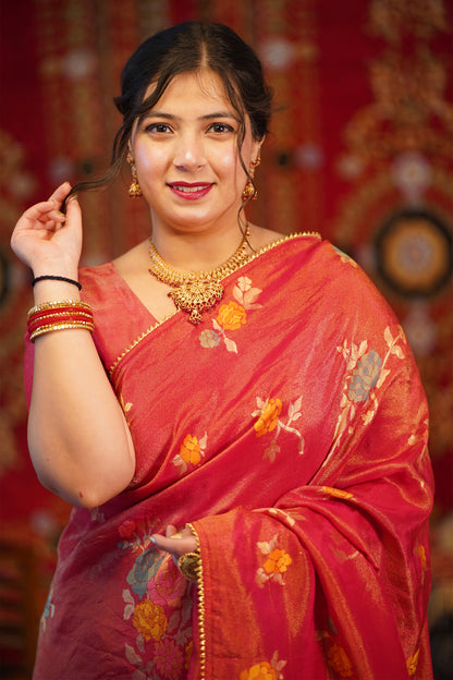 Raag Bhairavi Woven Tissue Saree