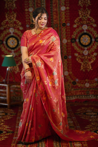 Raag Bhairavi Woven Tissue Saree