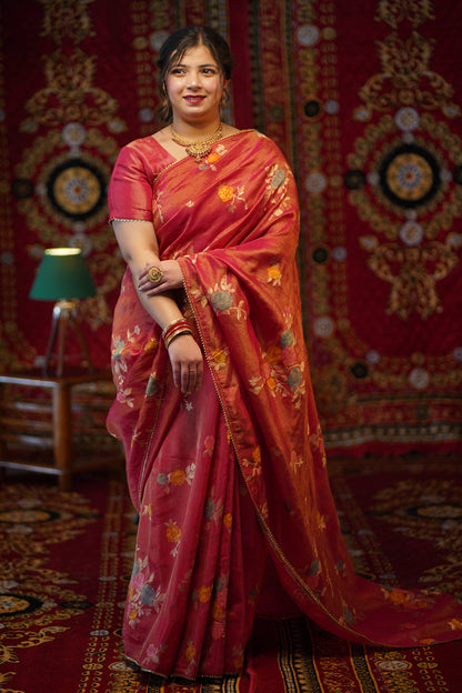 Raag Bhairavi Woven Tissue Saree