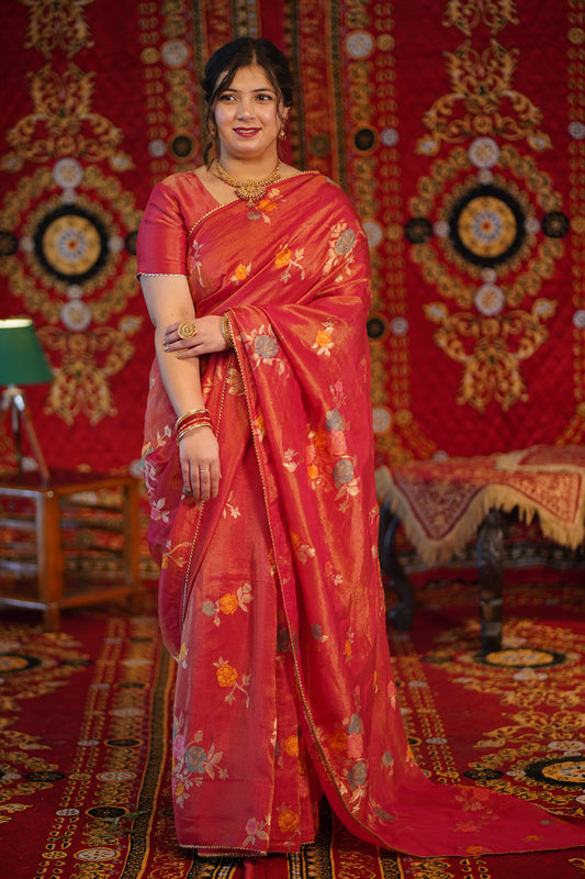 Raag Bhairavi Woven Tissue Saree