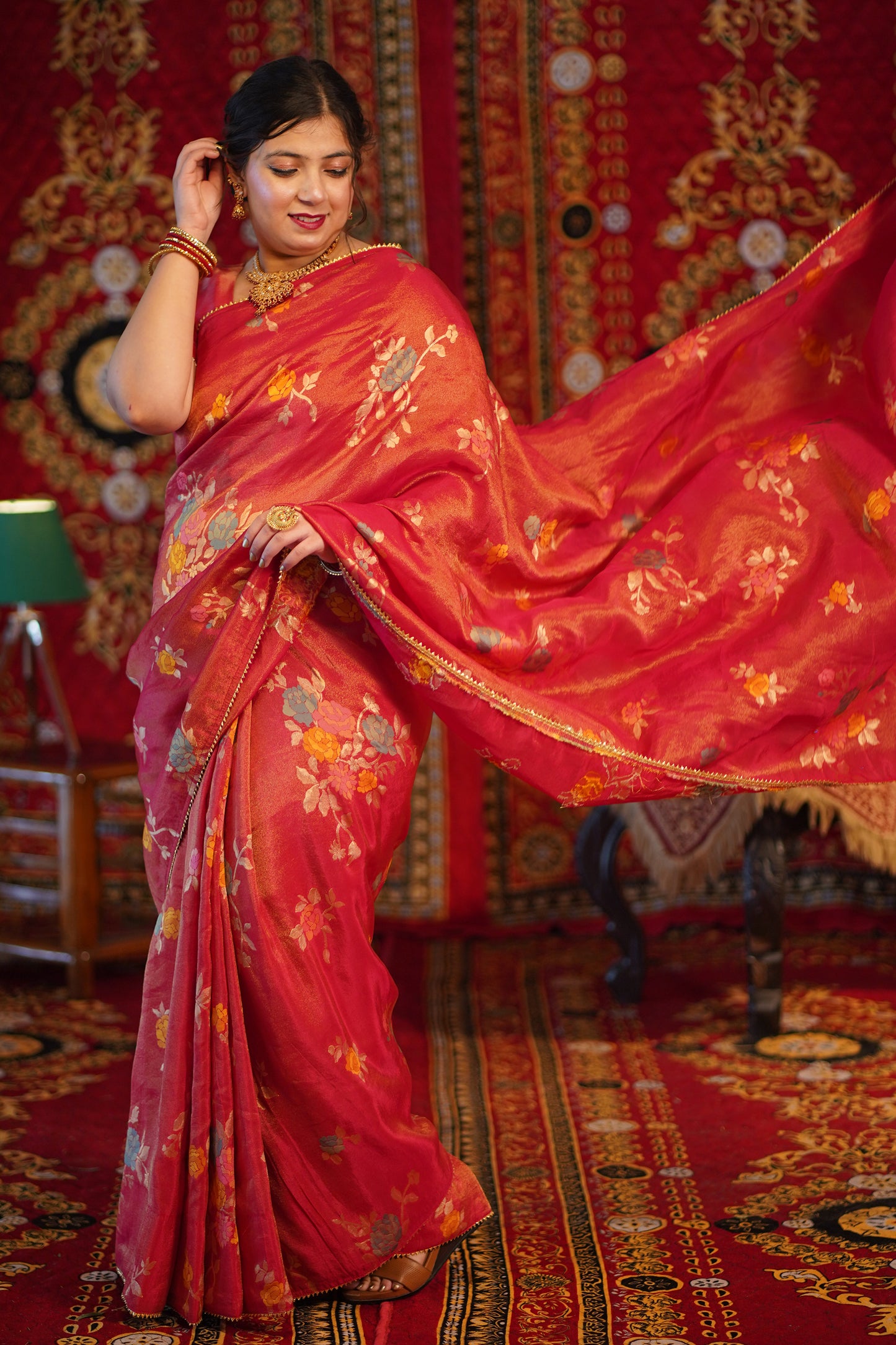 Raag Bhairavi Woven Tissue Saree