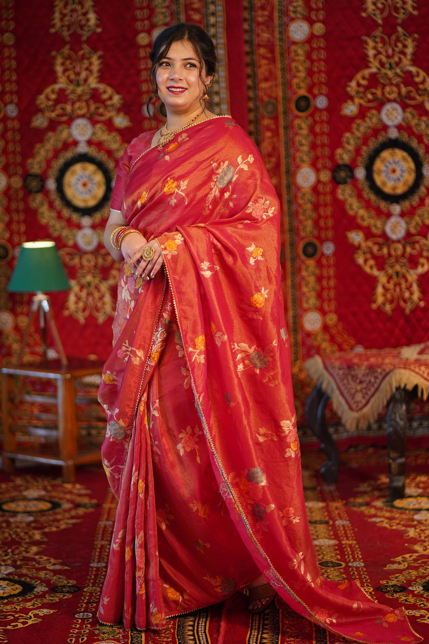 Raag Bhairavi Woven Tissue Saree