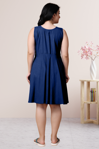 Navy Blue Rayon Short Nighty