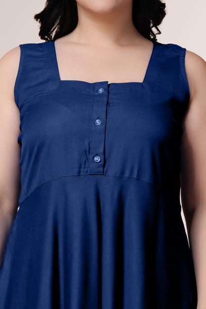 Navy Blue Rayon Short Nighty