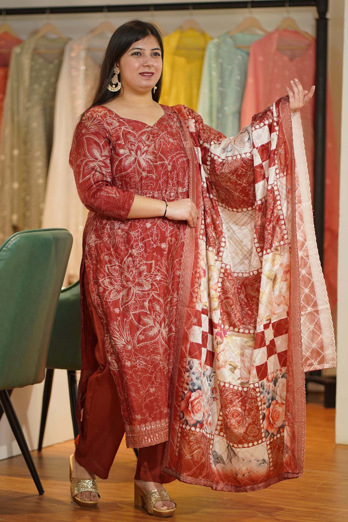 Shaahi Mehek Floral Suit Set