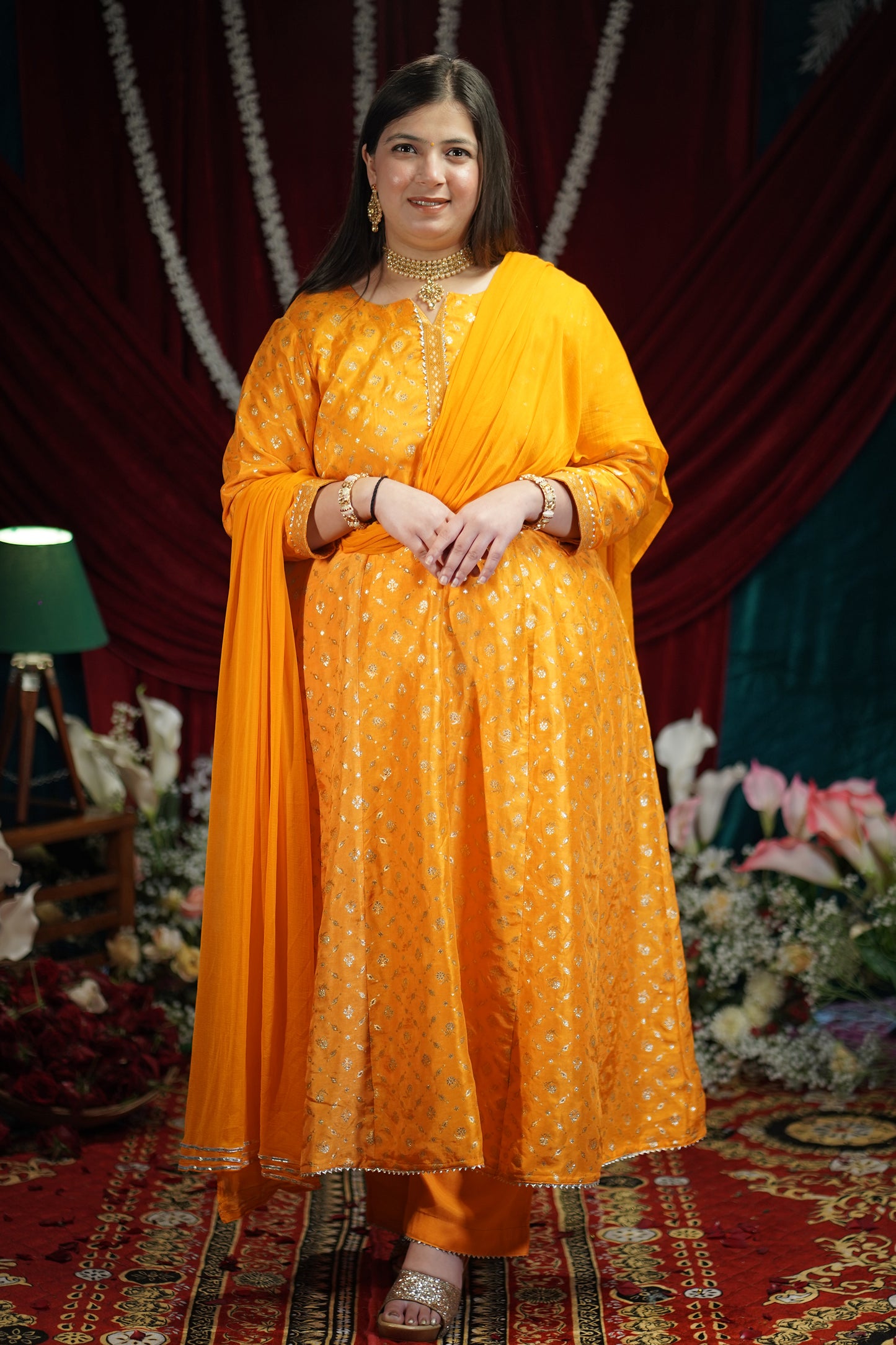 Sunny Gold Jacquard Anarkali Set