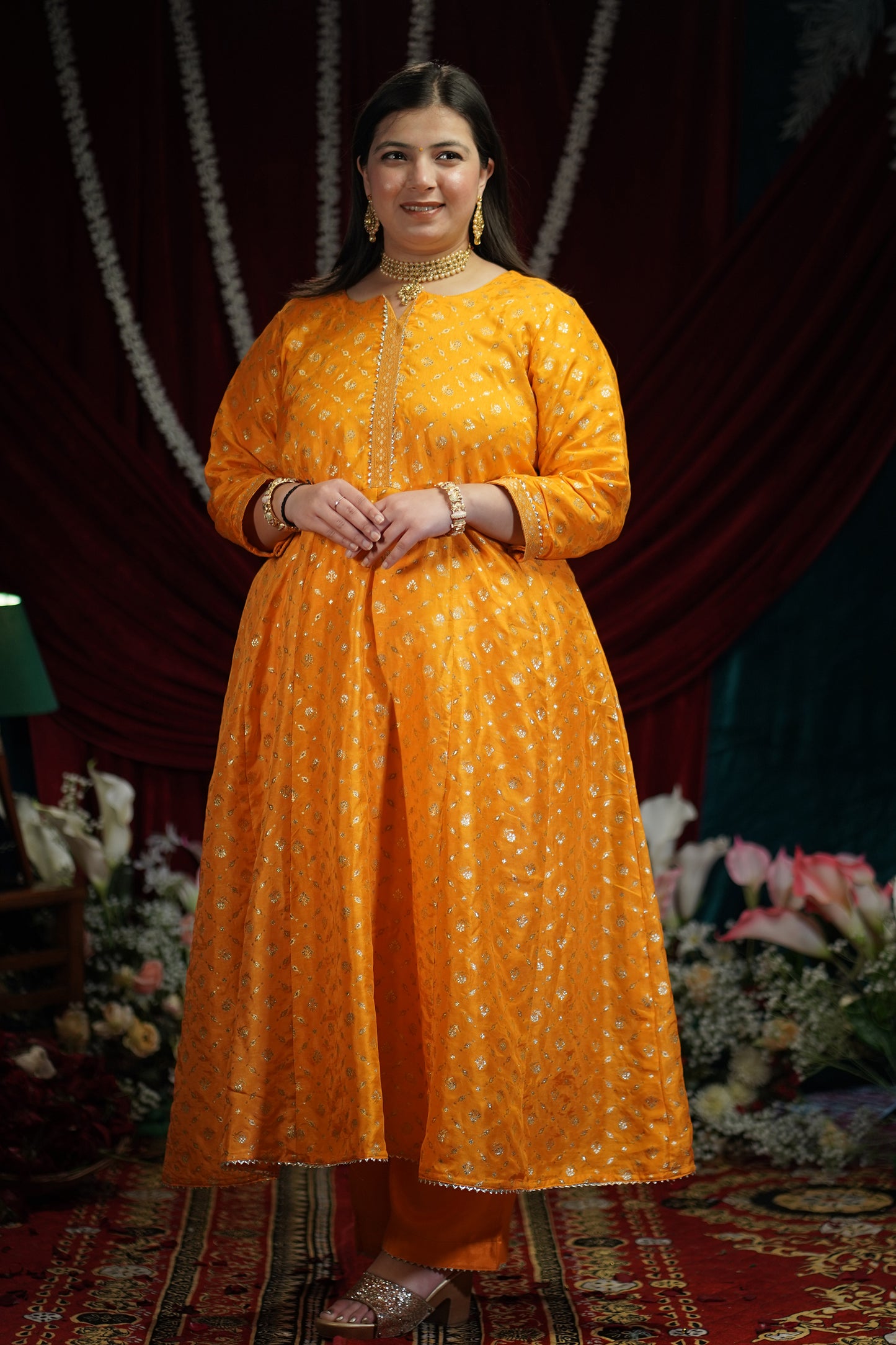 Sunny Gold Jacquard Anarkali Set