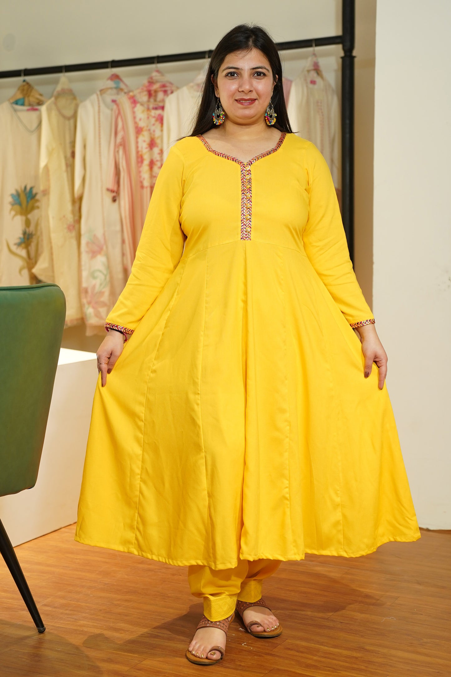 Golden Glow Rayon Anarkali Set