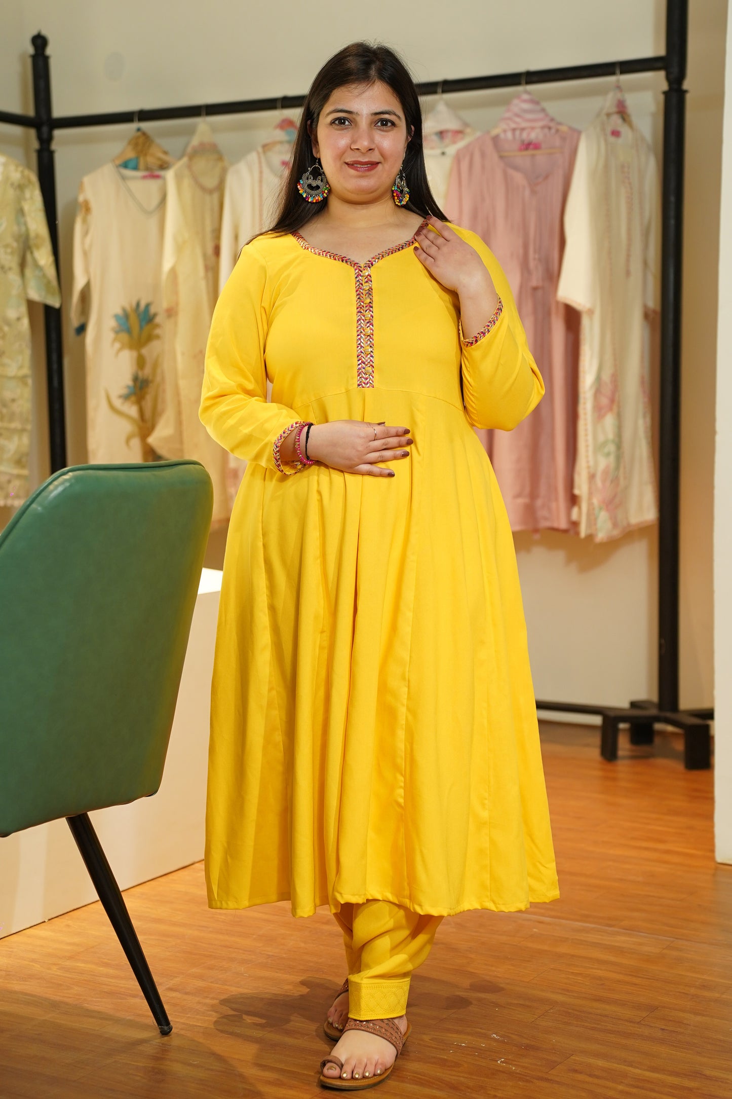 Golden Glow Rayon Anarkali Set