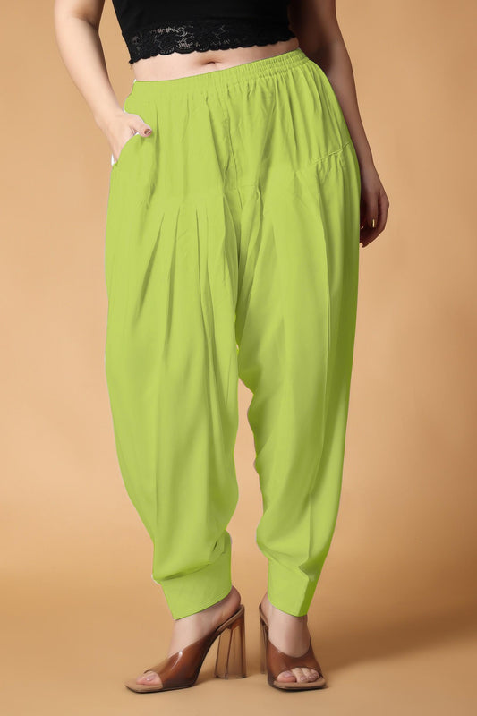 Neon Green Pleated Cotton Salwar