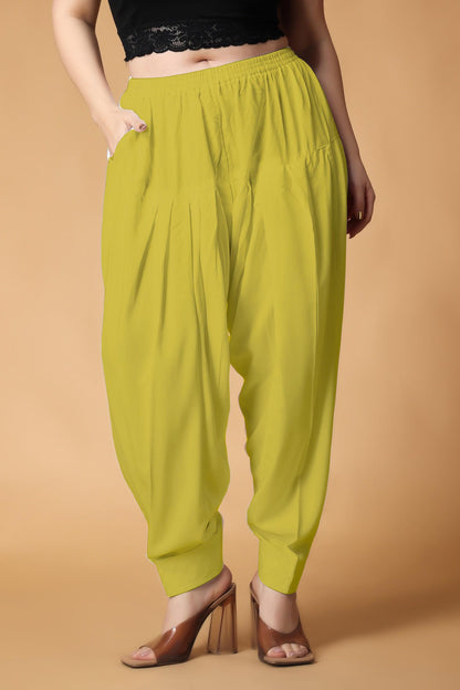 Neon Yellow Pleated Cotton Salwar