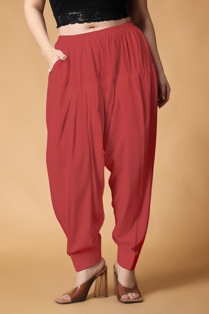 Pale Red Pleated Cotton Salwar