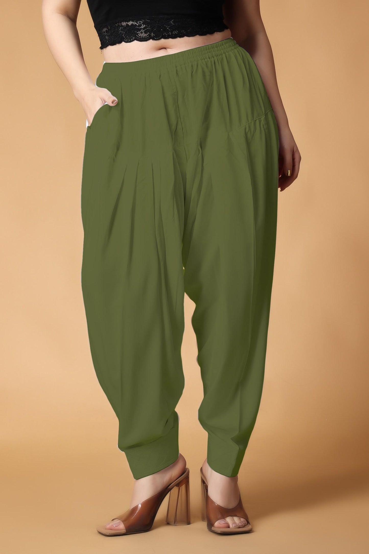 Pickle Green Pleated Cotton Salwar