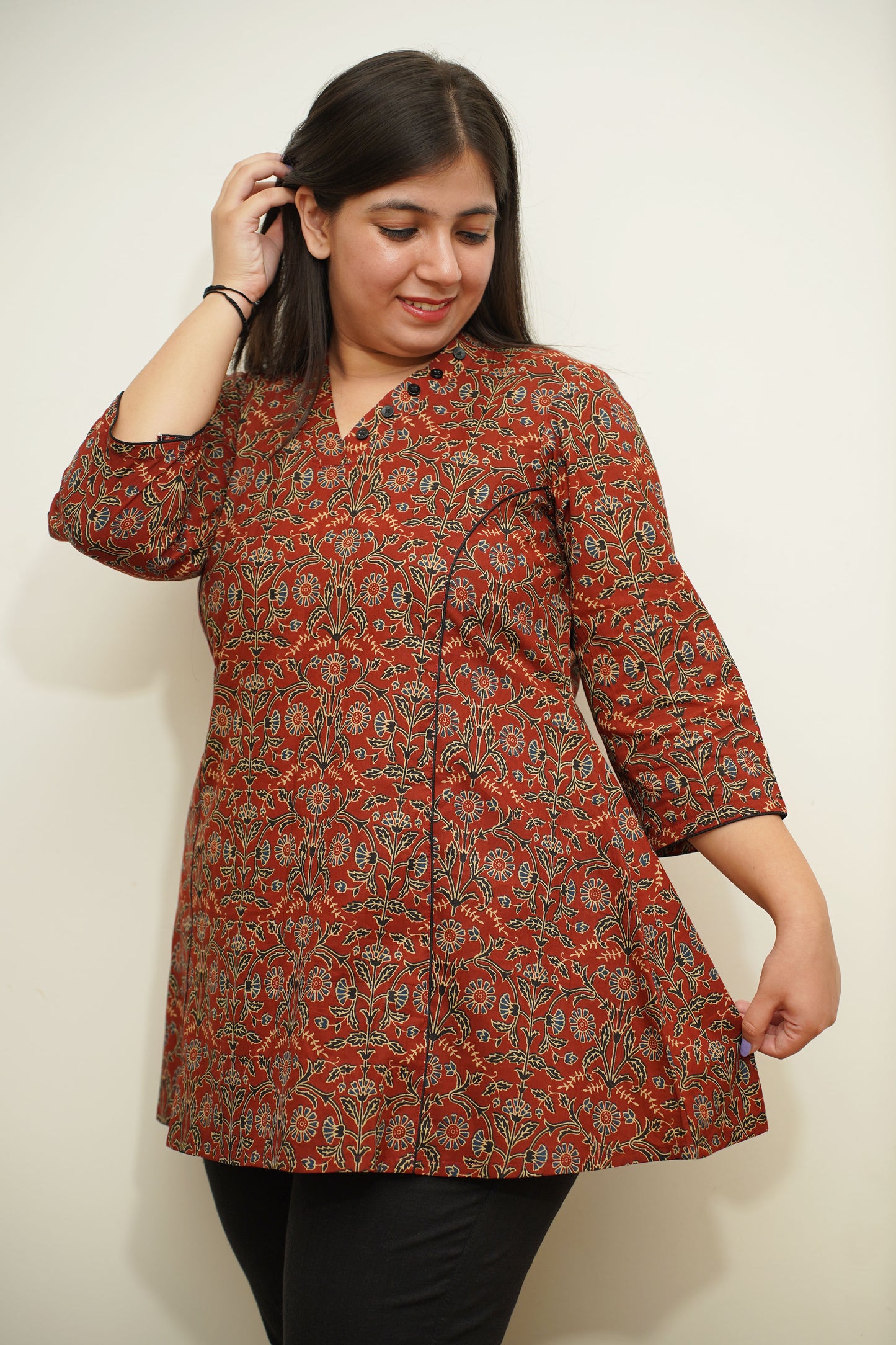 Deep Maroon Jaal Printed Kurta