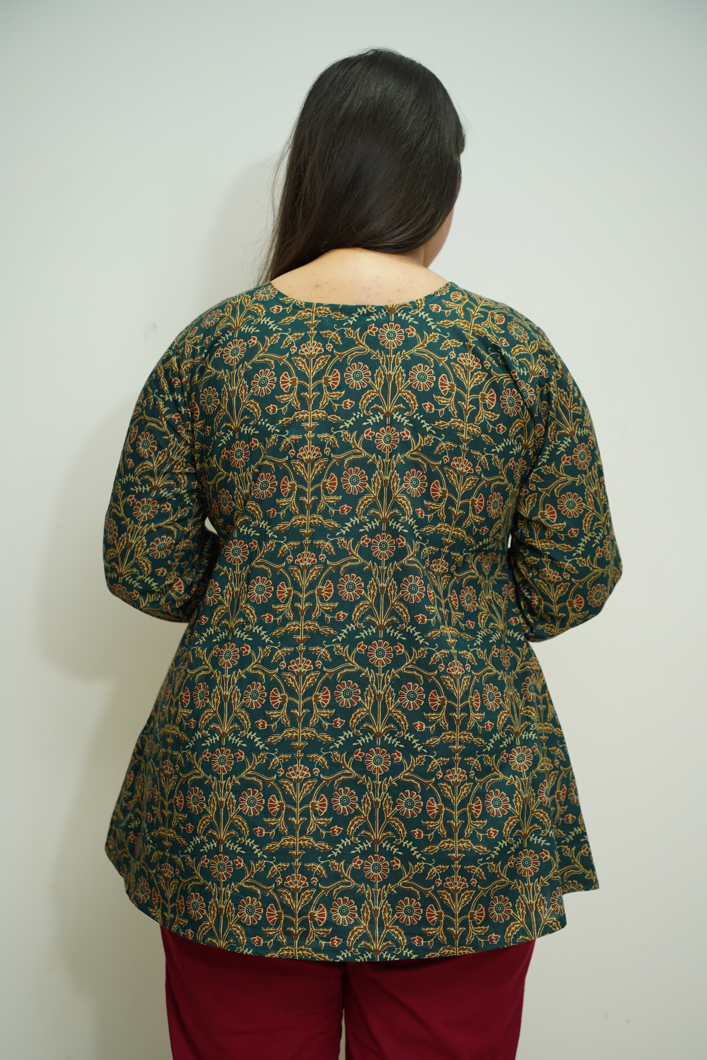 Green Jaal Printed A-Line Kurta