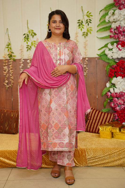 Onion Pink Foiled Suit Set