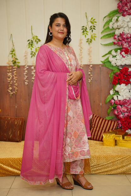 Onion Pink Foiled Suit Set