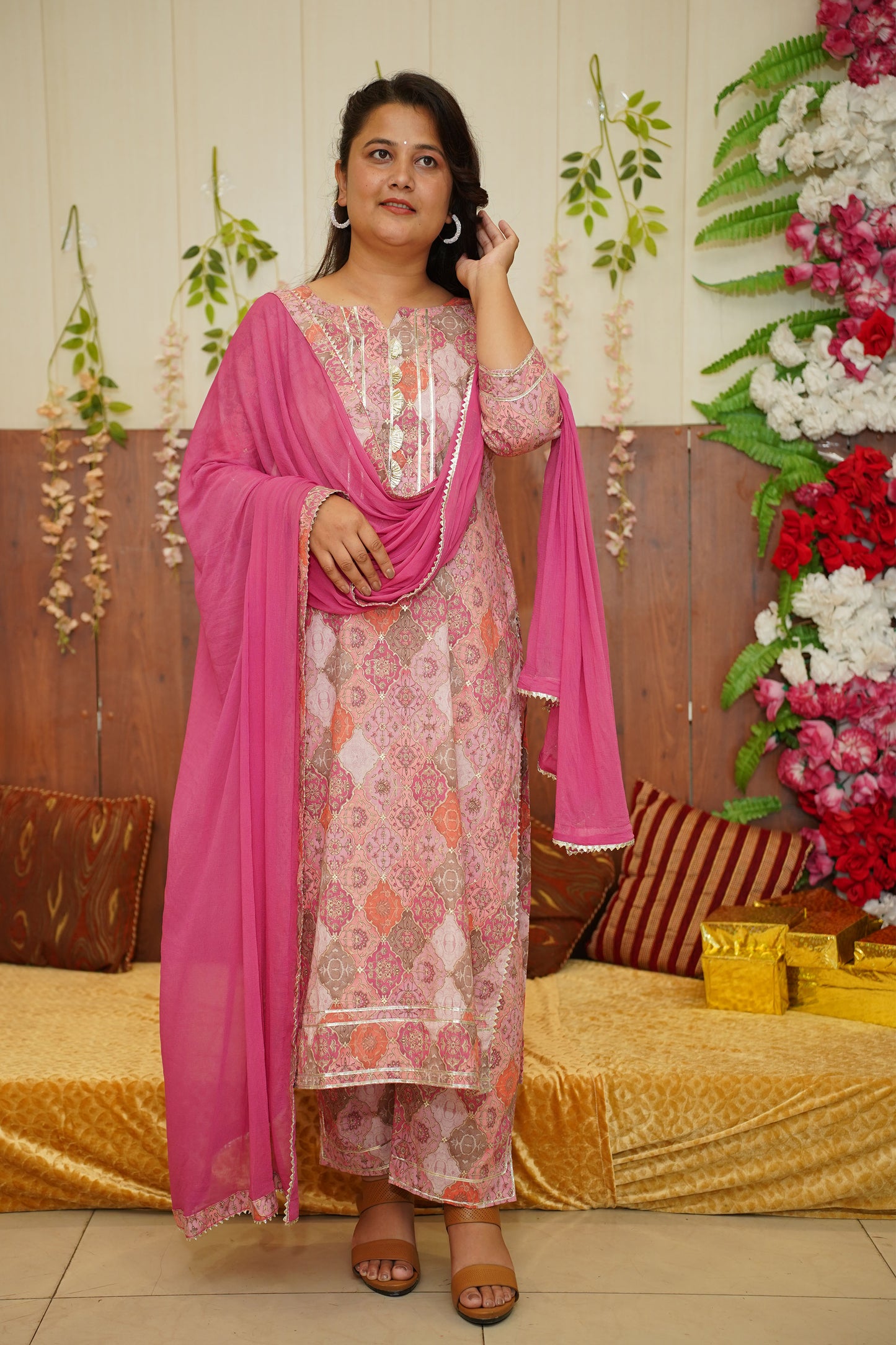 Onion Pink Foiled Suit Set