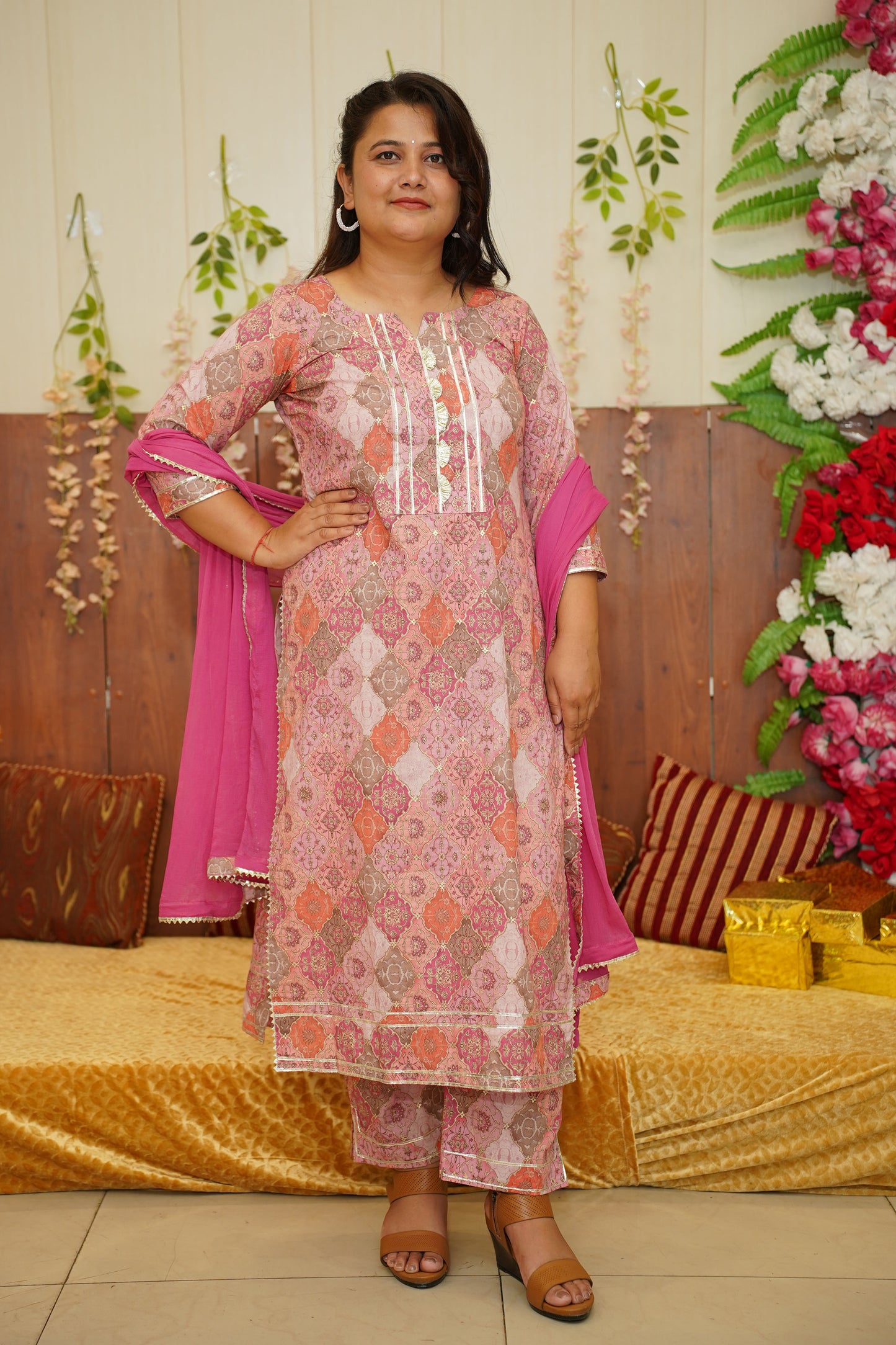 Onion Pink Foiled Suit Set