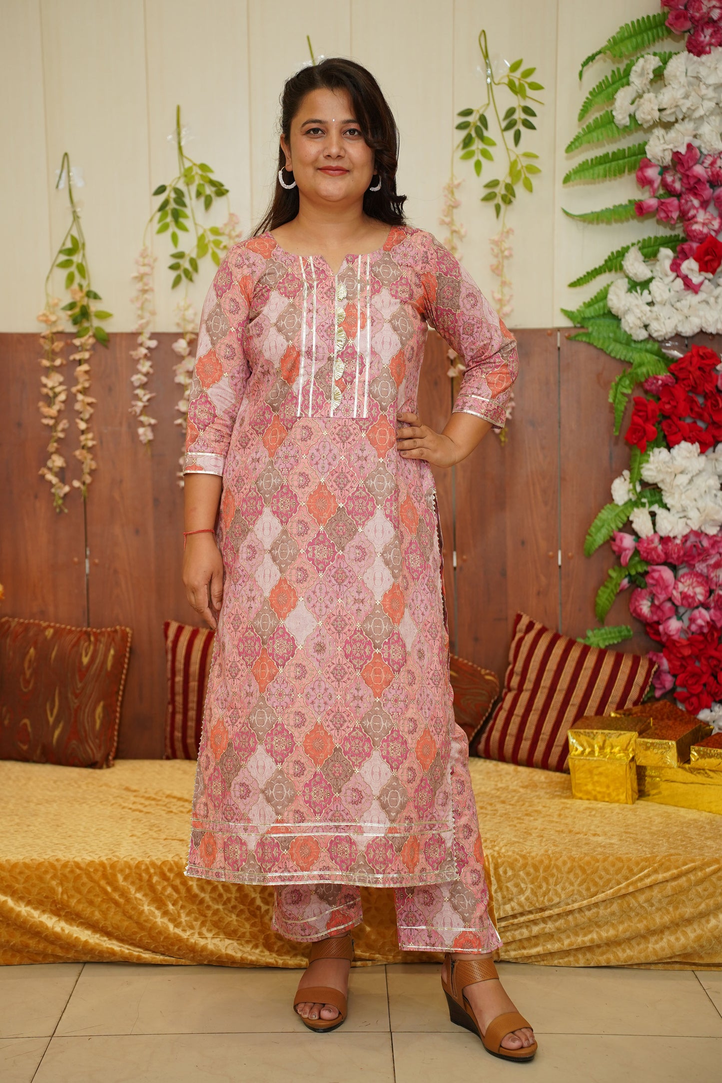 Onion Pink Foiled Suit Set