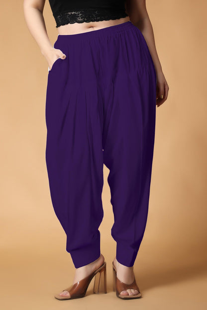 Purple Pleated Cotton Salwar