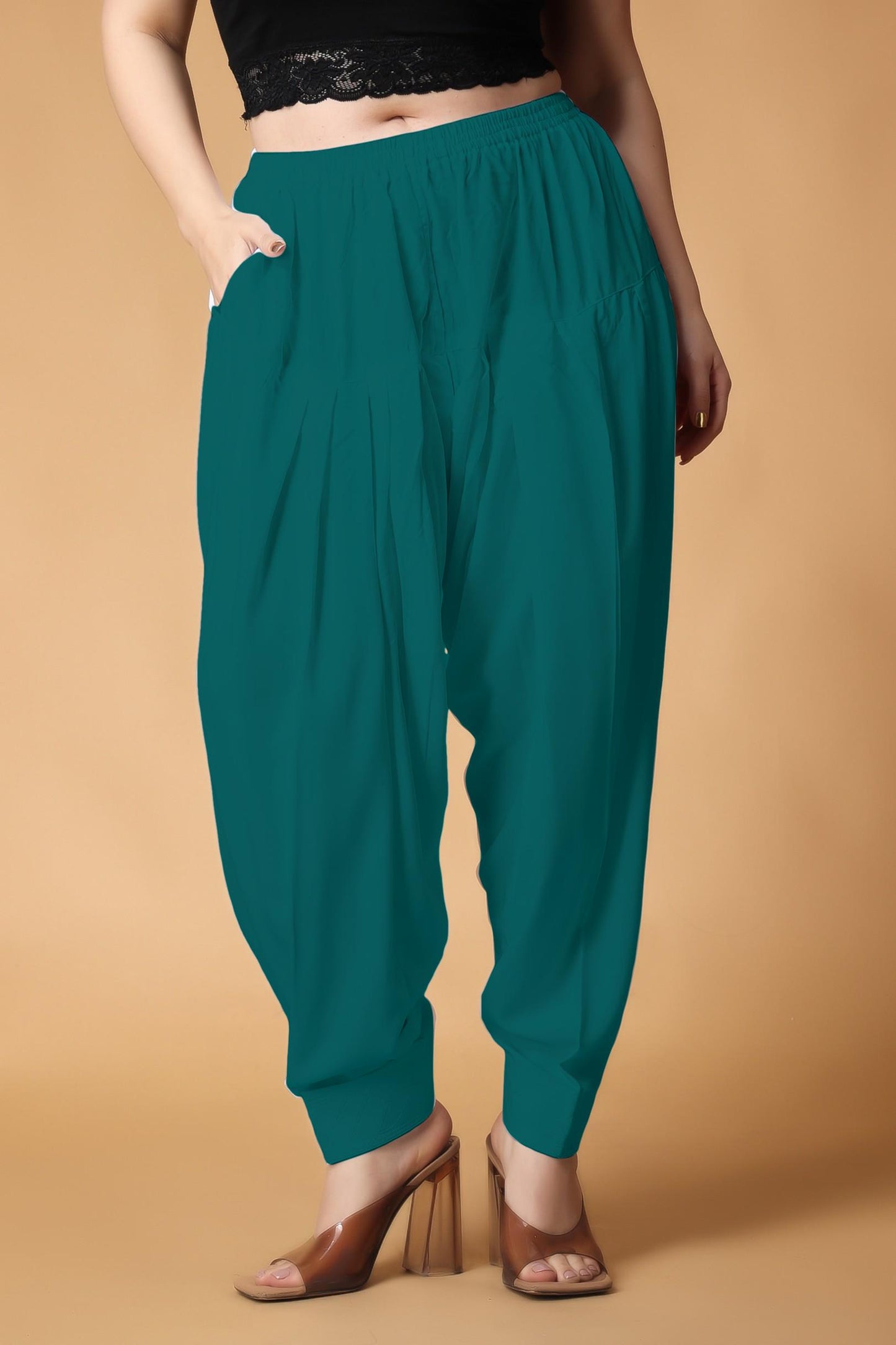 Sea Green Pleated Cotton Salwar