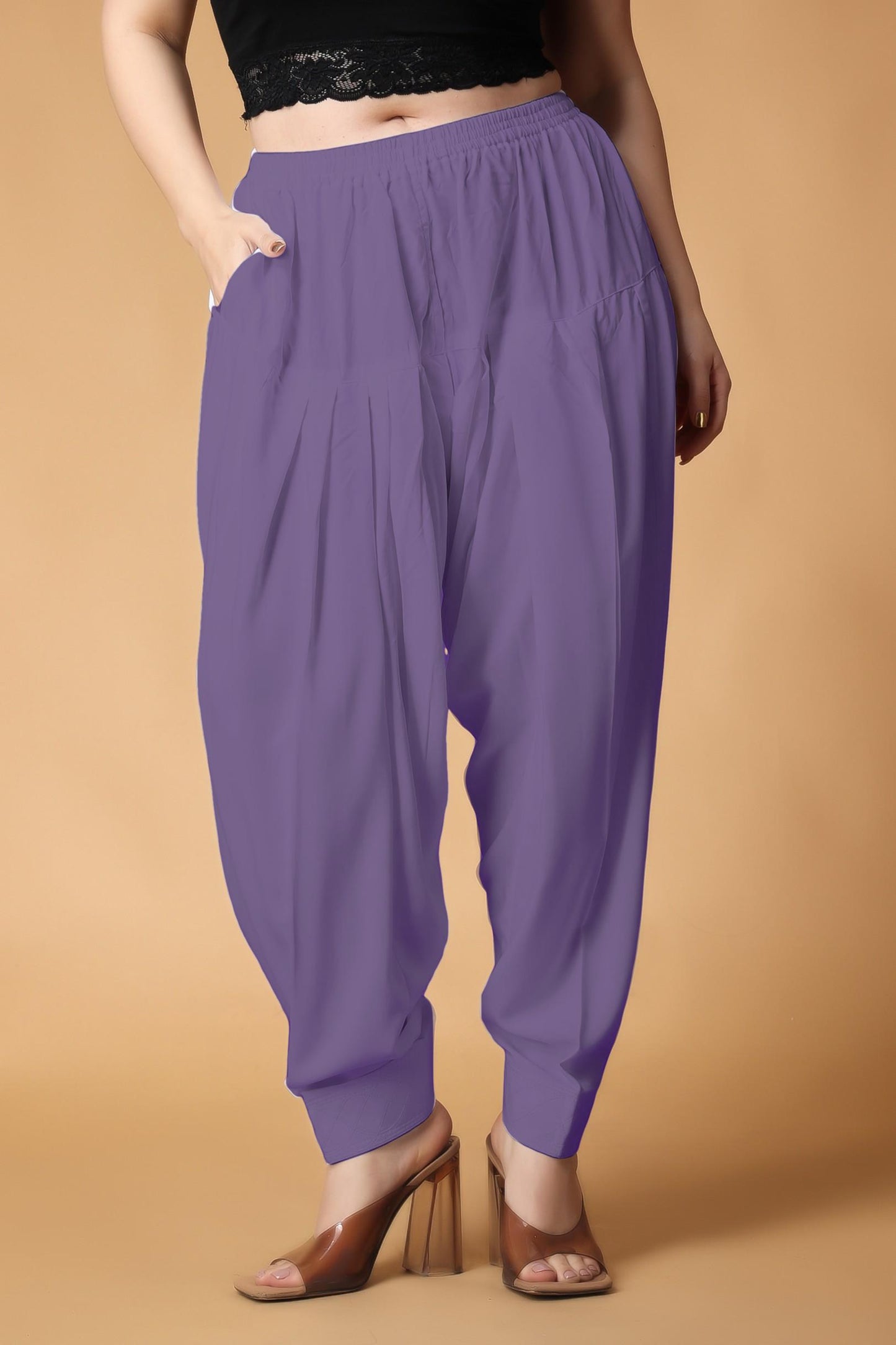 Violet Pleated Cotton Salwar