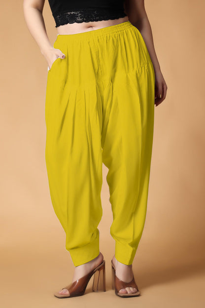 Yellow Pleated Rayon Salwar