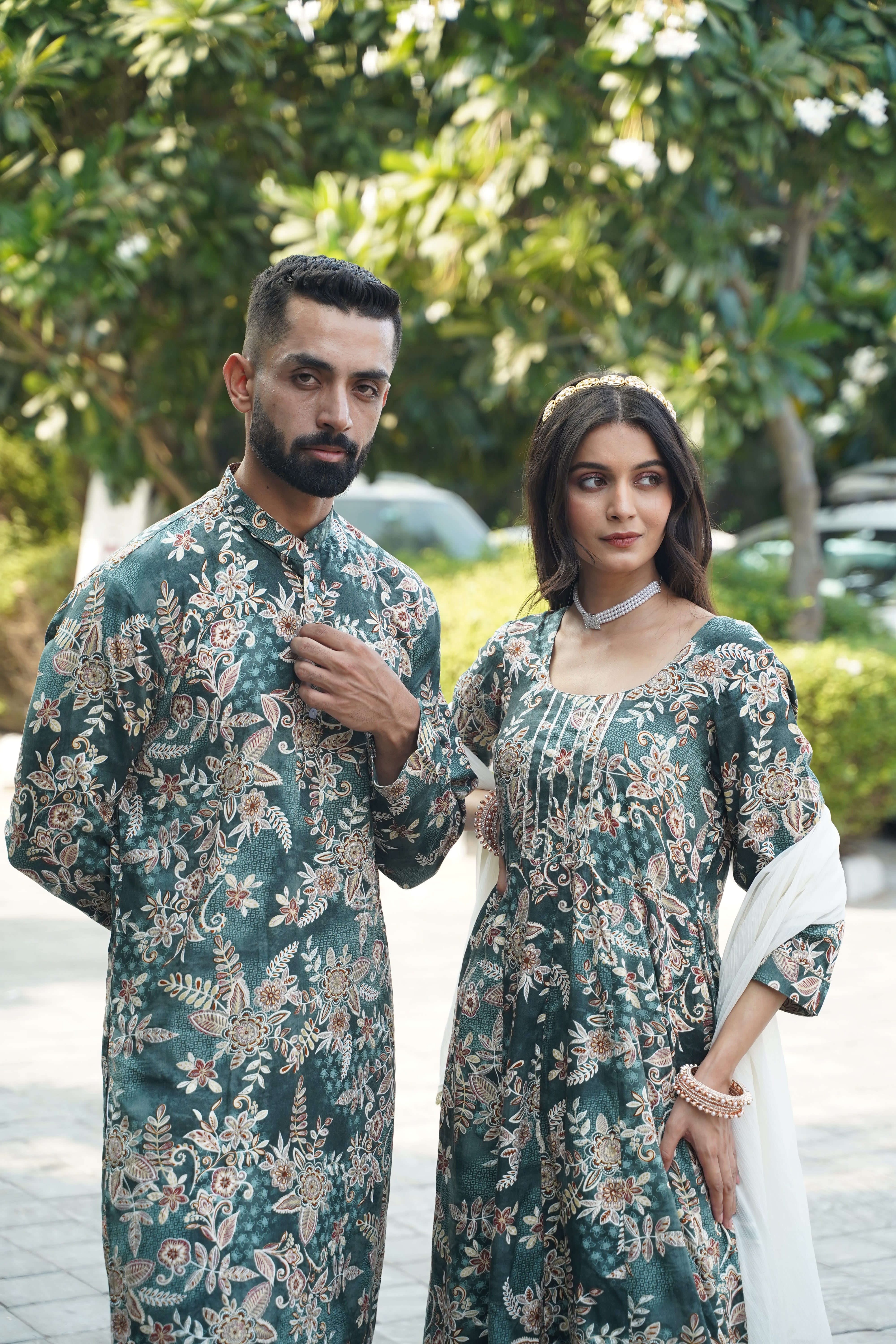 Couple Saree Surta Set Trendy Couple Set Saree and Kurta,Women's and Men's  Handloom Pure Cotton