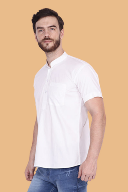 White Short Kurta for Men