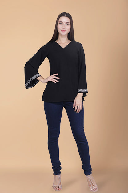 Women Plus Size Black Rayon Top for Ladies | Apella