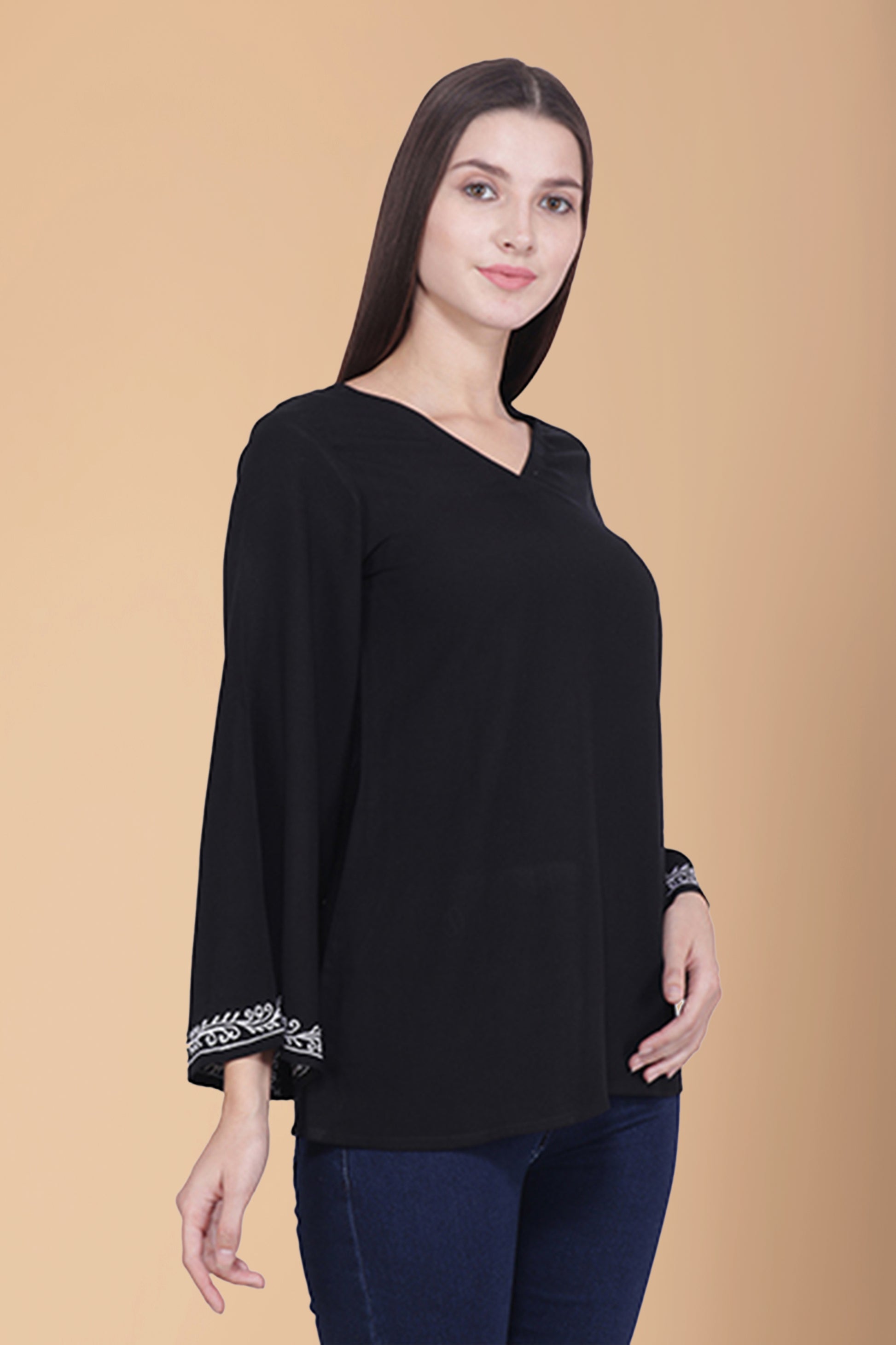 Women Plus Size Black Rayon Top for Ladies | Apella