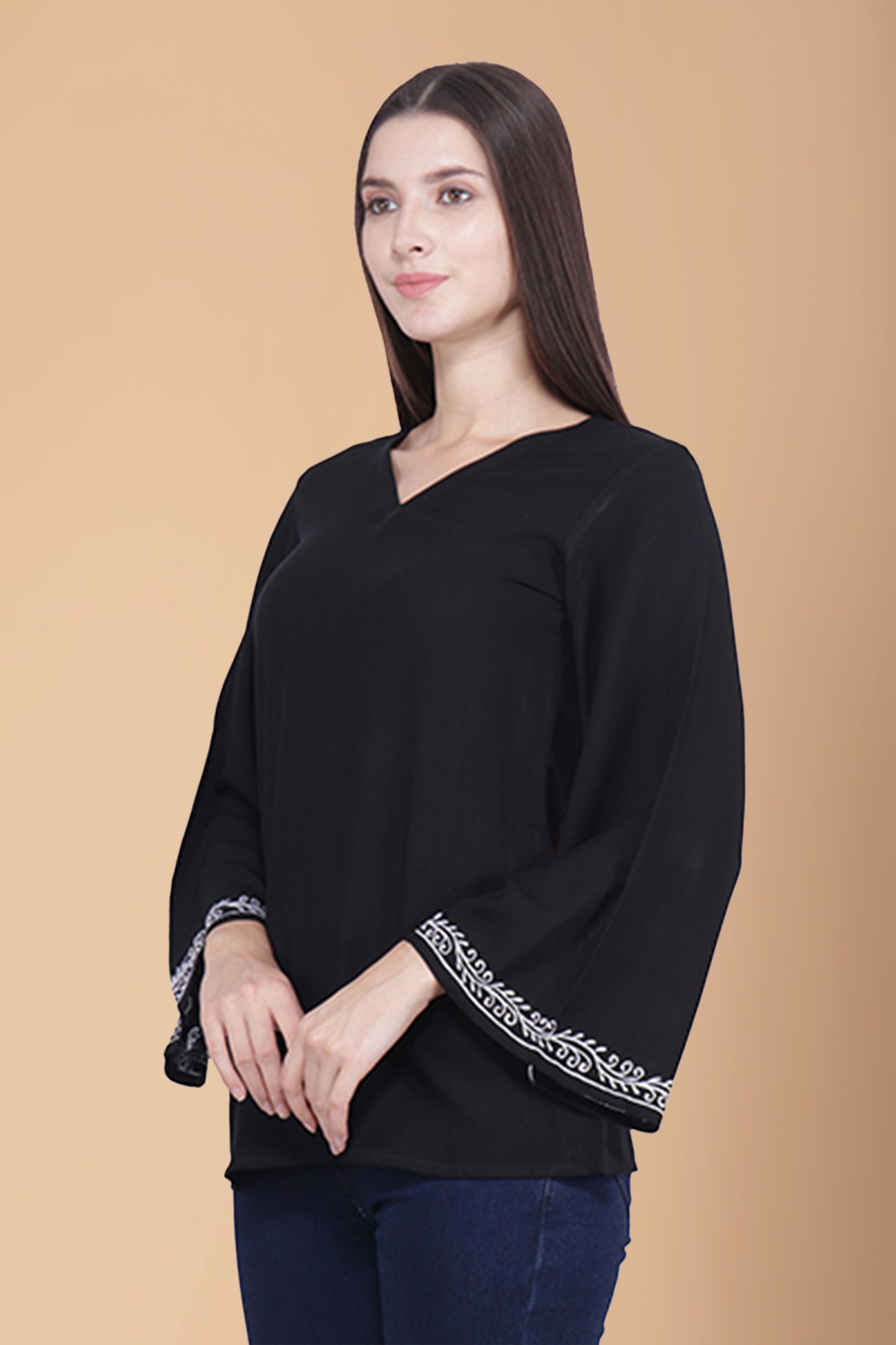 Women Plus Size Black Rayon Top for Ladies | Apella