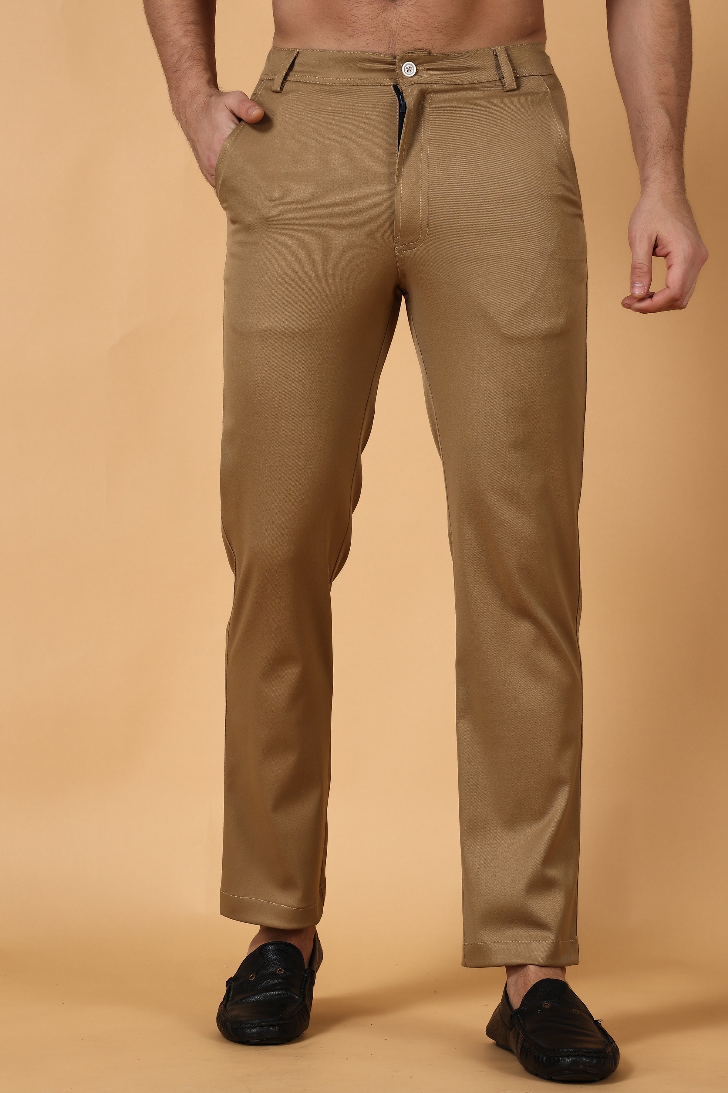 Buy Men Light Grey Mid Rise Regular Fit Pants Online In India