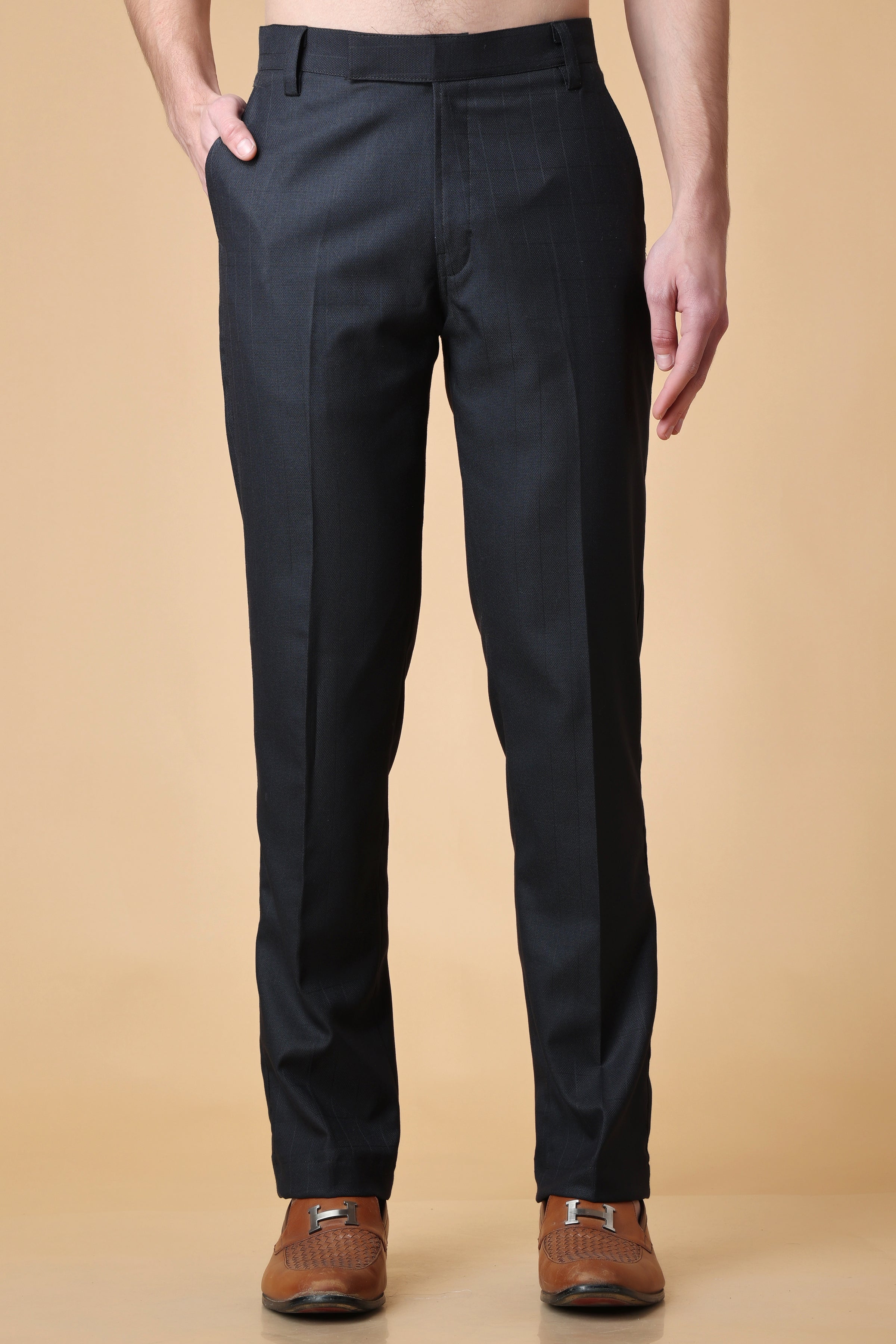 Buy Men Navy Solid Slim Fit Formal Trousers Online  753914  Peter England